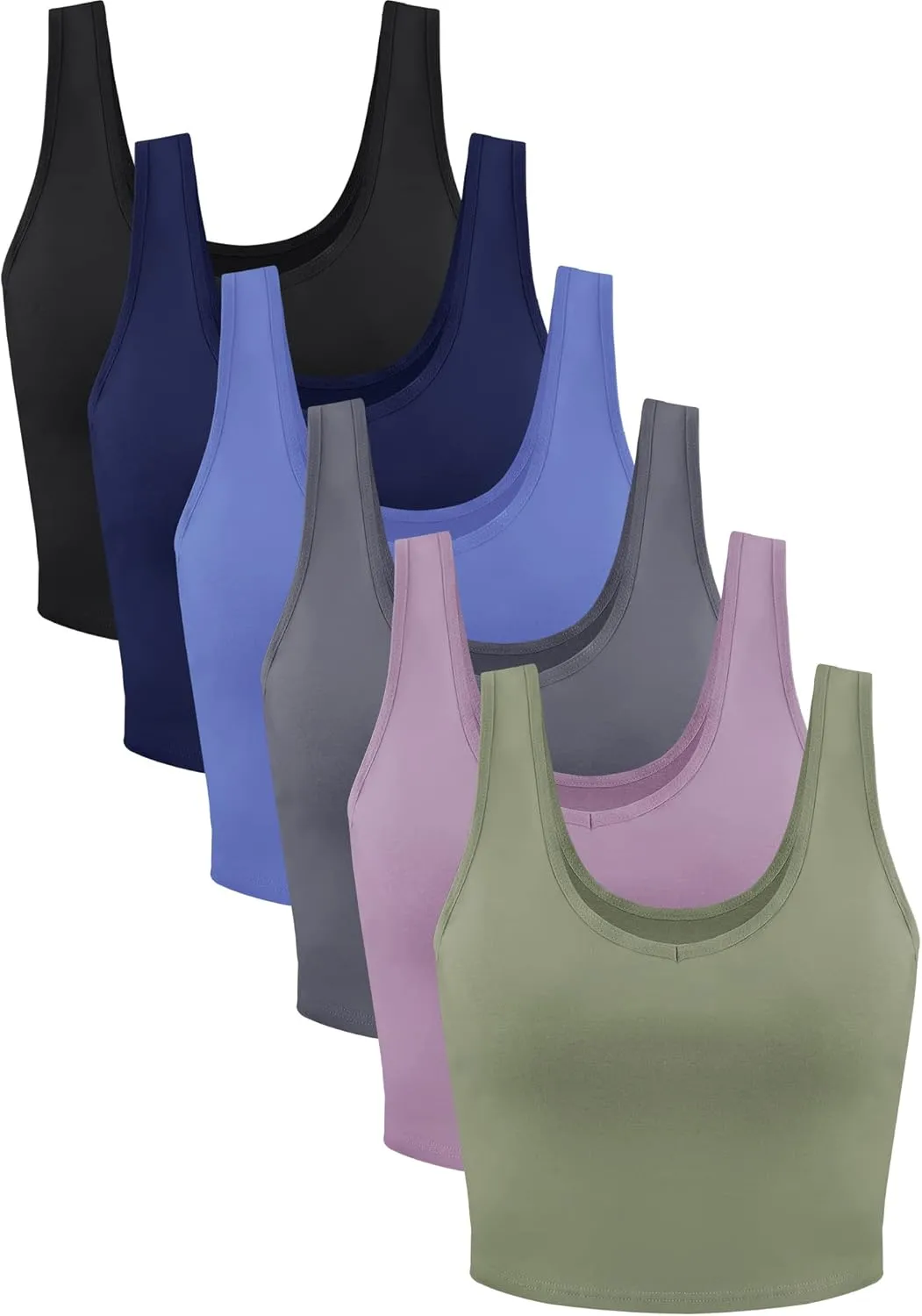 6 Pieces Women Basic Crop Tank Tops Sleeveless Sports Crop Top