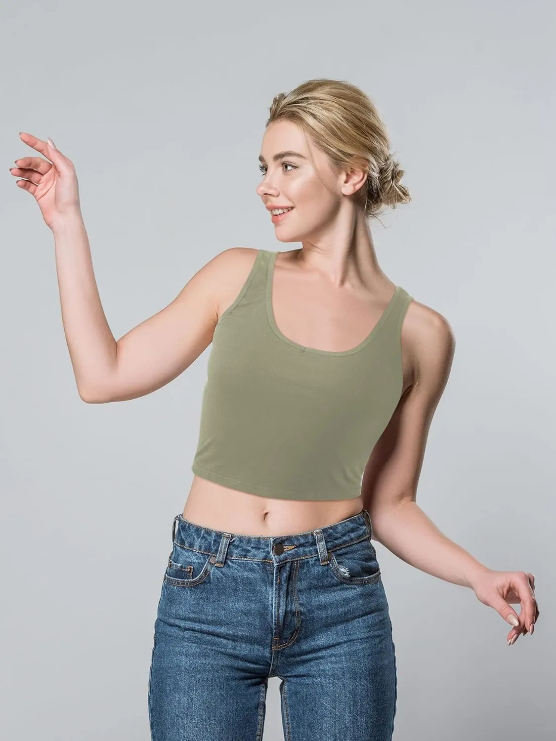 6 Pieces Women Basic Crop Tank Tops Sleeveless Sports Crop Top