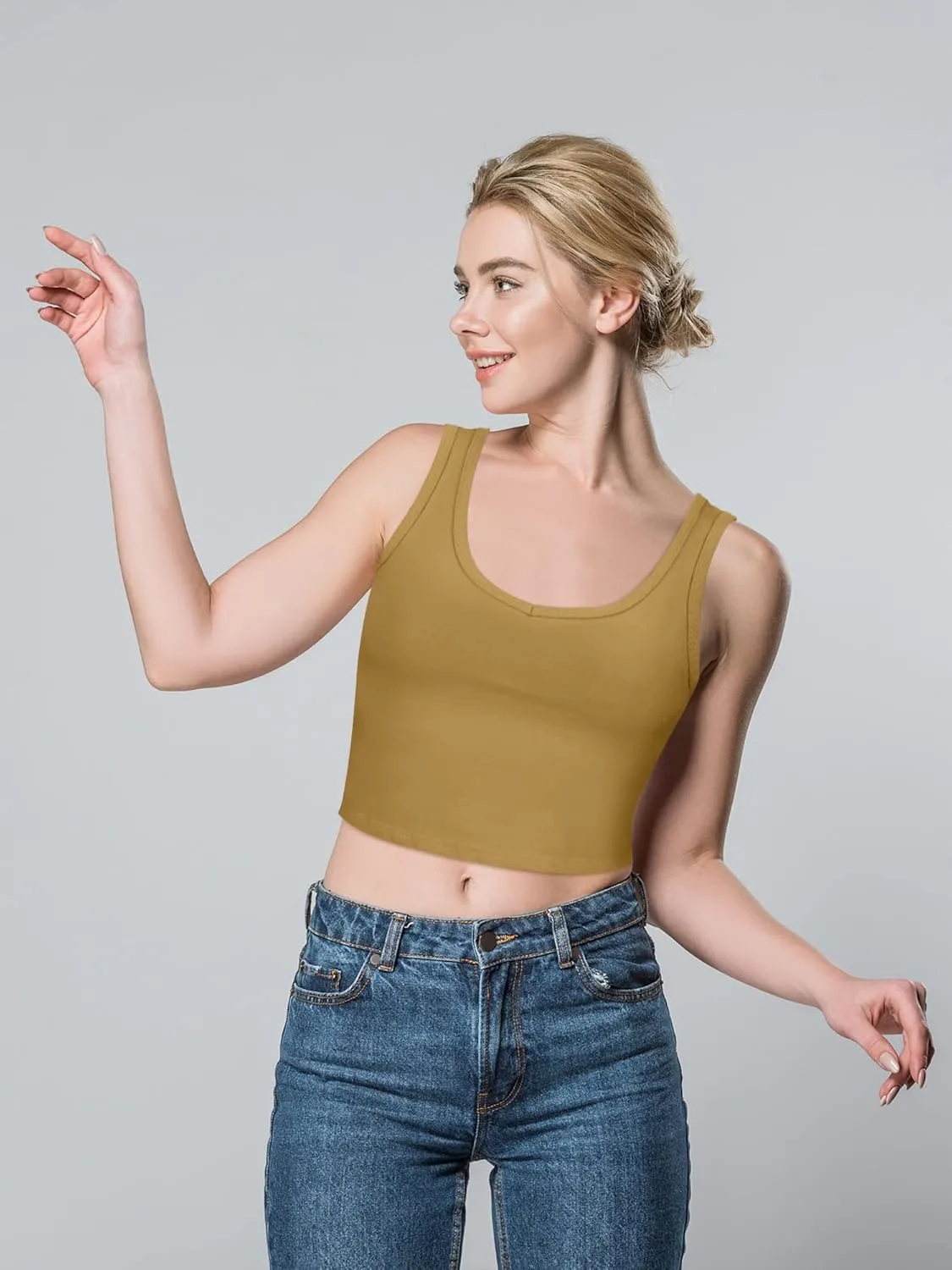 6 Pieces Women Basic Crop Tank Tops Sleeveless Sports Crop Top