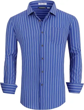 Alex Vando Mens Button Down Shirts Wrinkle Free 4-Way Stretch Print Business Casual Shirt