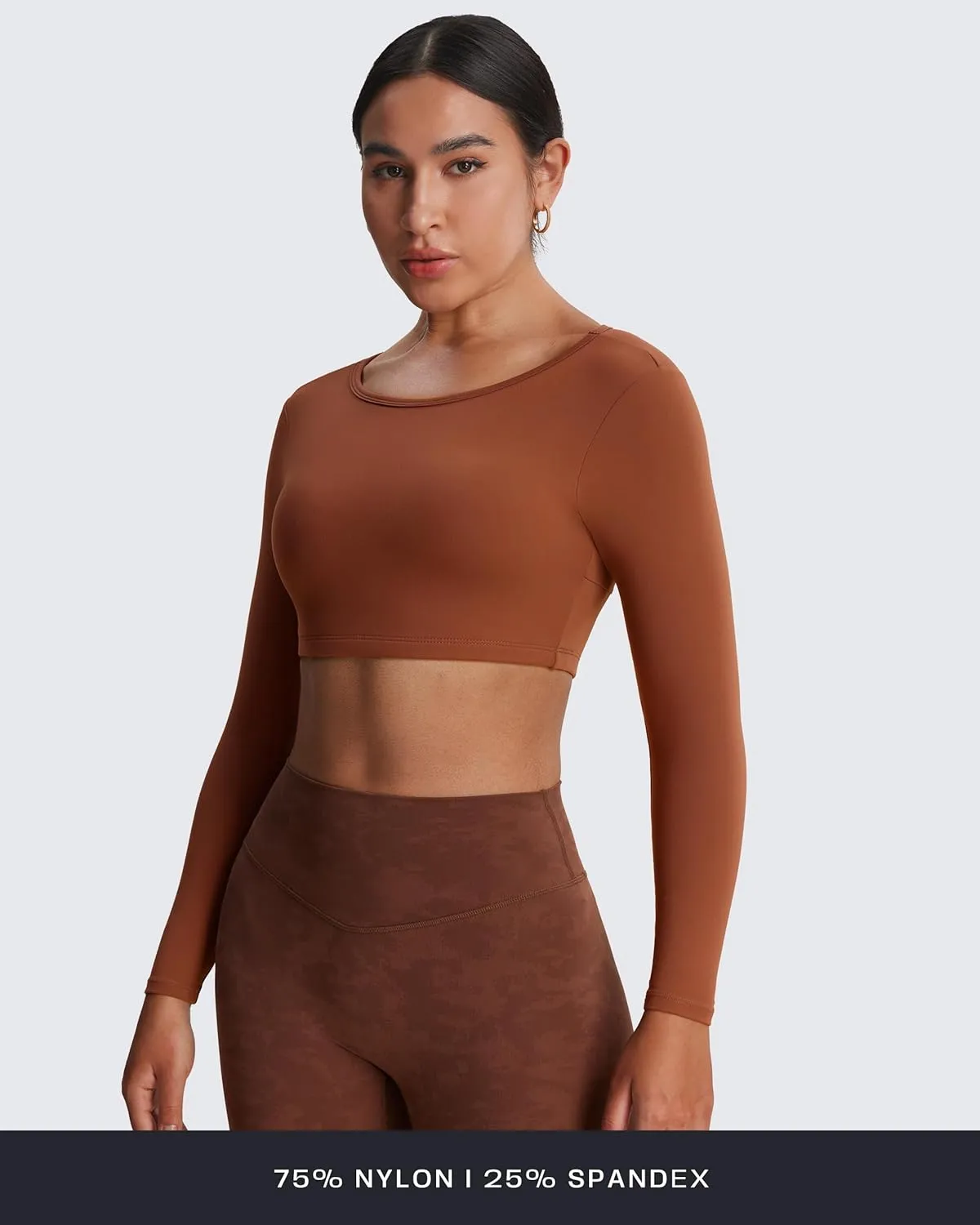 Aoxjox Long Sleeve Crop Tops for Women Clarissa Backless Workout Cropped T Shirt Top