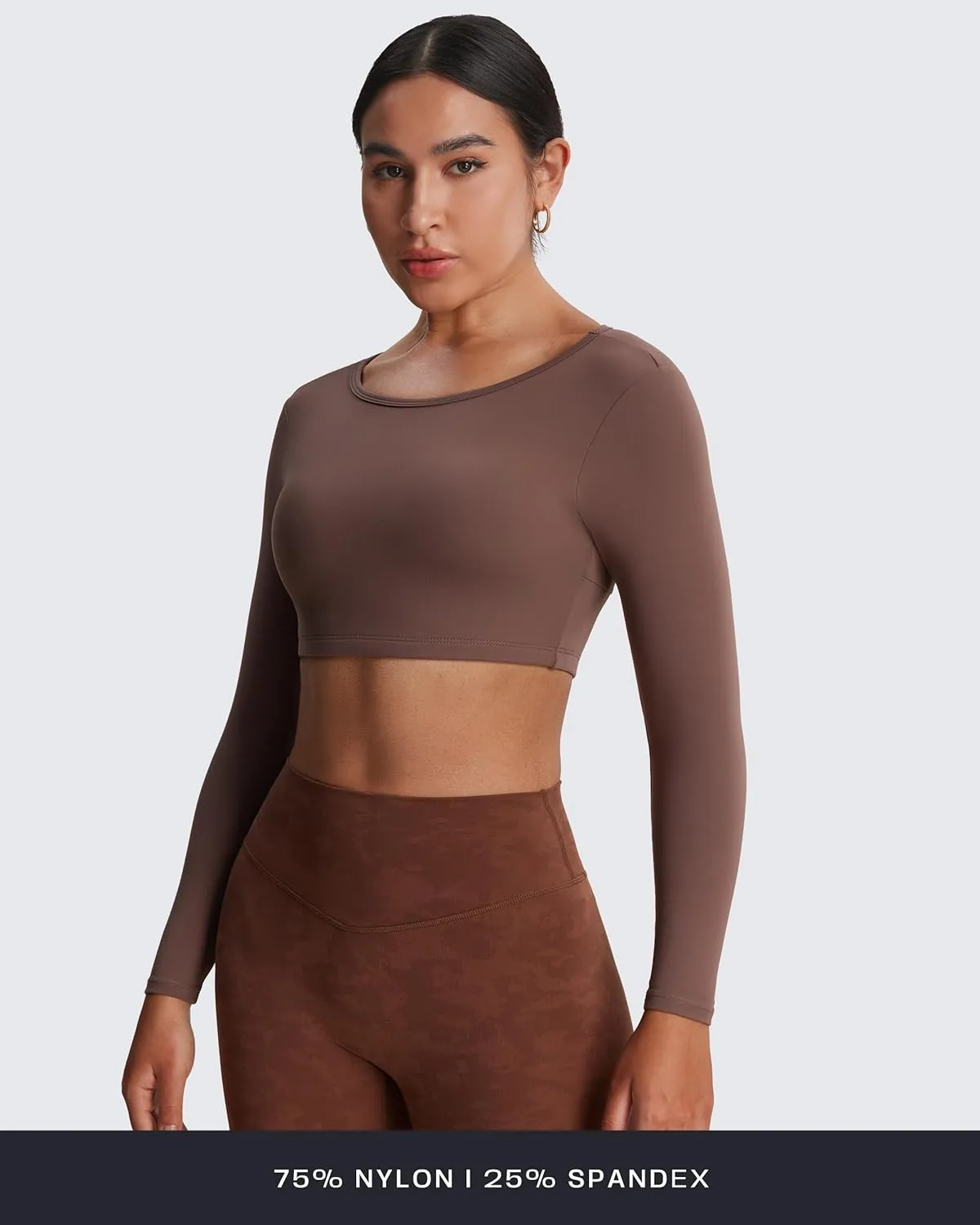 Aoxjox Long Sleeve Crop Tops for Women Clarissa Backless Workout Cropped T Shirt Top