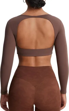 Aoxjox Long Sleeve Crop Tops for Women Clarissa Backless Workout Cropped T Shirt Top