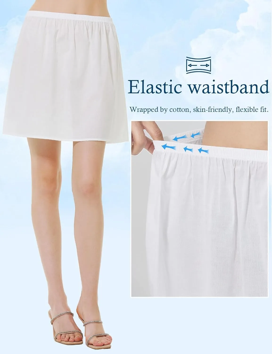 BEAUTELICATE Womens Half Slip 100% Cotton Vintage Underskirt in 3 Lengths