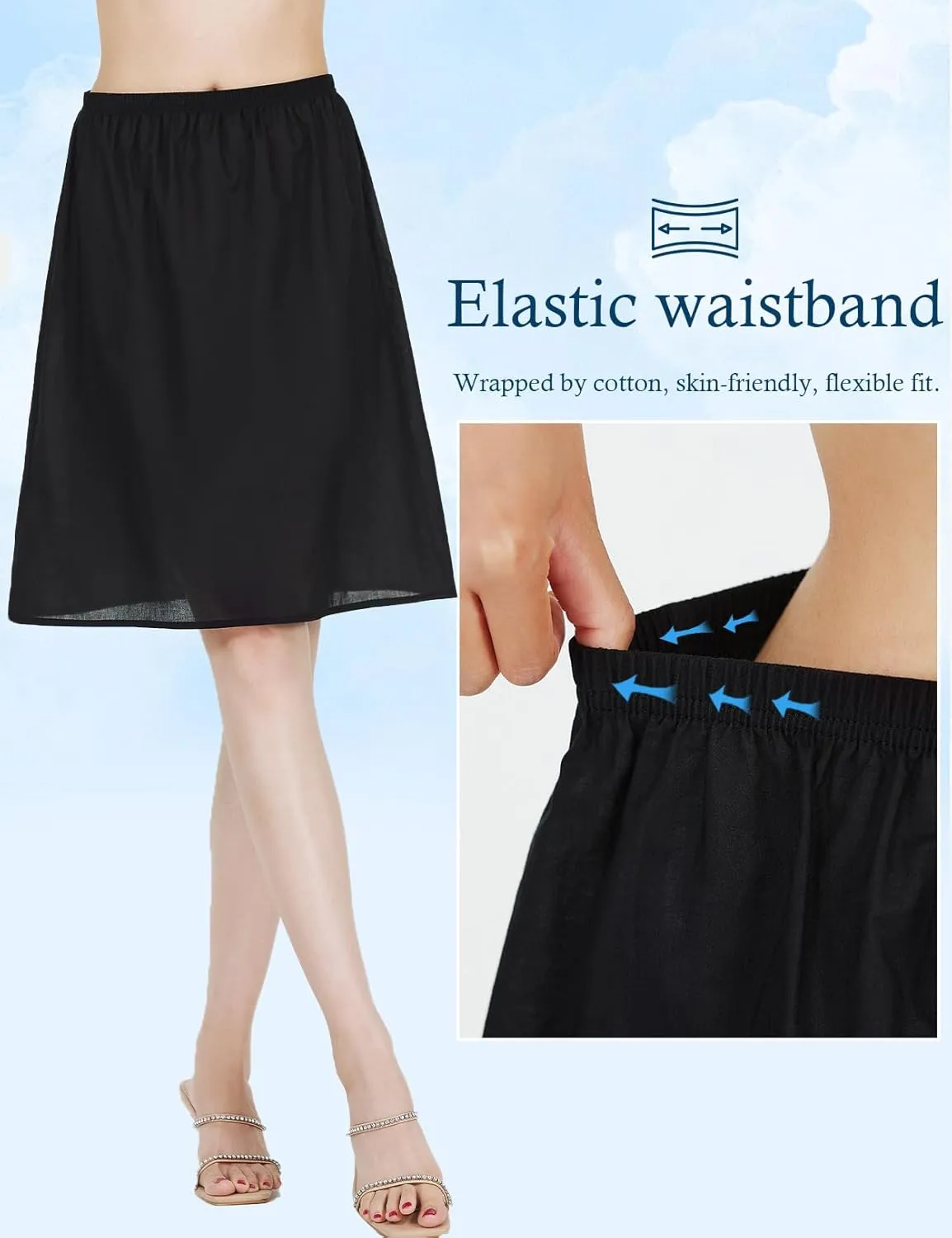 BEAUTELICATE Womens Half Slip 100% Cotton Vintage Underskirt in 3 Lengths