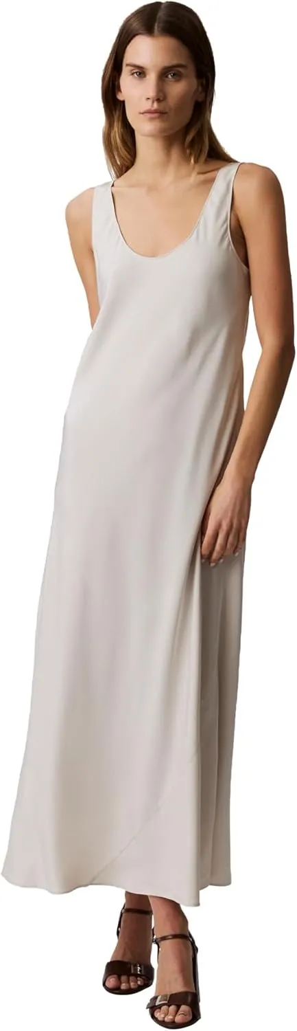 Calvin Klein Women's Viscose Twill Midi Slip Dress
