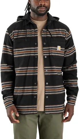 Carhartt Men's Rugged Flex Relaxed Fit Flannel Fleece Lined Hooded Shirt Jac