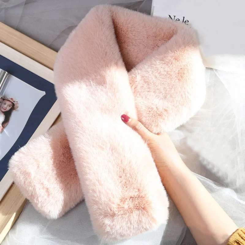 Casual Faux Fur Scarf Female Fashion Soft Plush