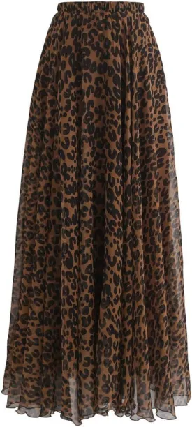 CHICWISH Women's Floral Watercolor Flower Maxi Floral Chiffon Slip Skirt