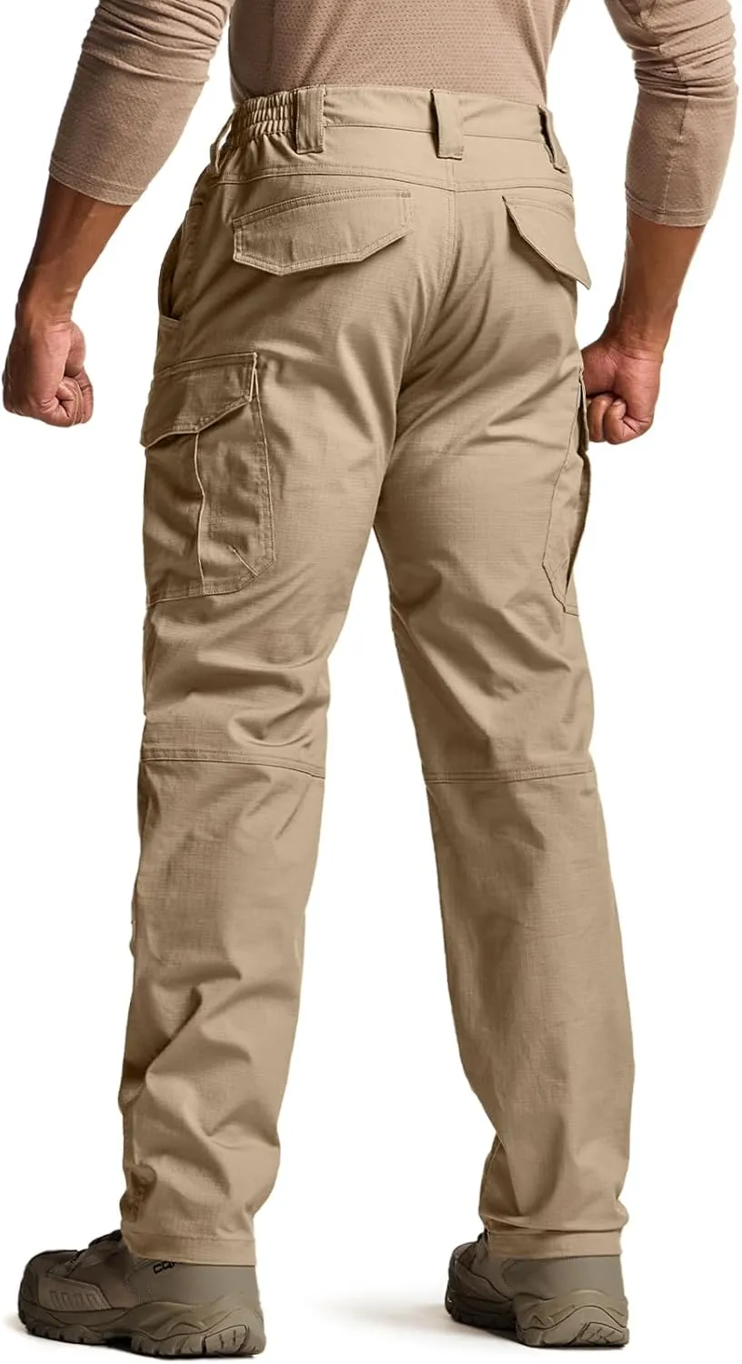 CQR Men's Flex Stretch Tactical Pants, Water Resistant Ripstop Cargo Pants, Lightweight EDC Outdoor Work Hiking Pants