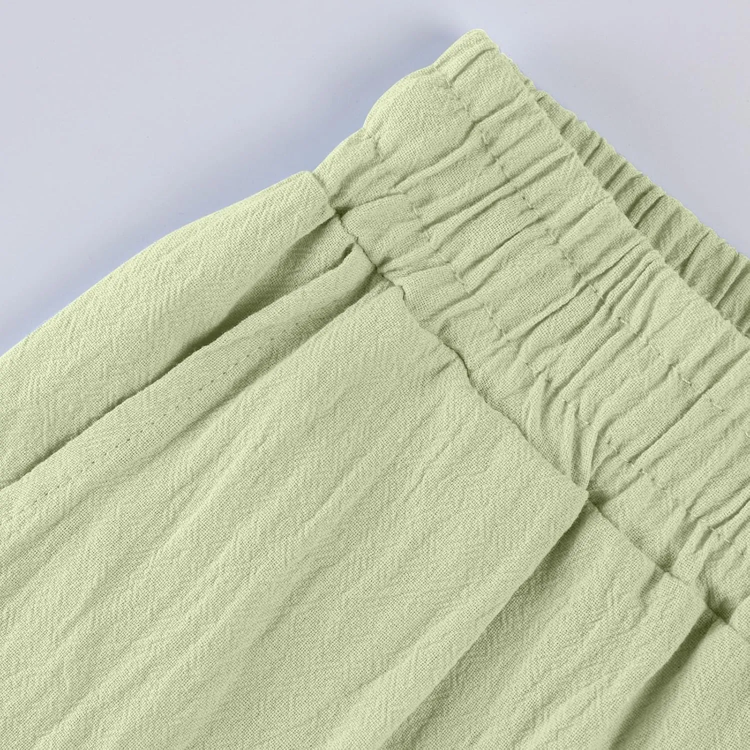 Cropped Linen Pants Women Plus Size Drawstring Elastic High Waisted Joggers Lightweight Summer Ankle Pants w/Pockets
