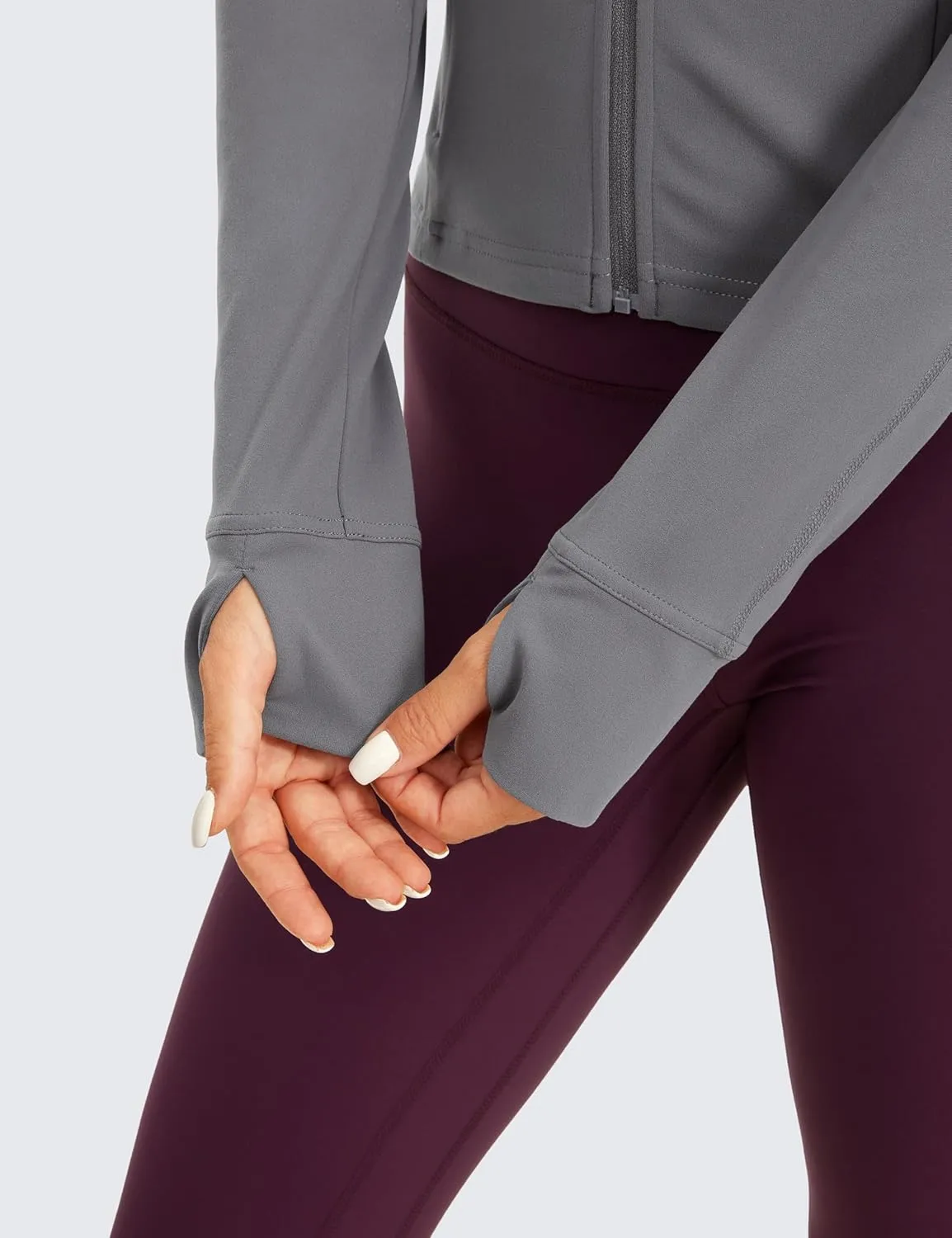 CRZ YOGA Butterluxe Womens Cropped Slim Fit Workout Jacket Weightless Track Athletic Full Zip Up Tops with Thumb Holes