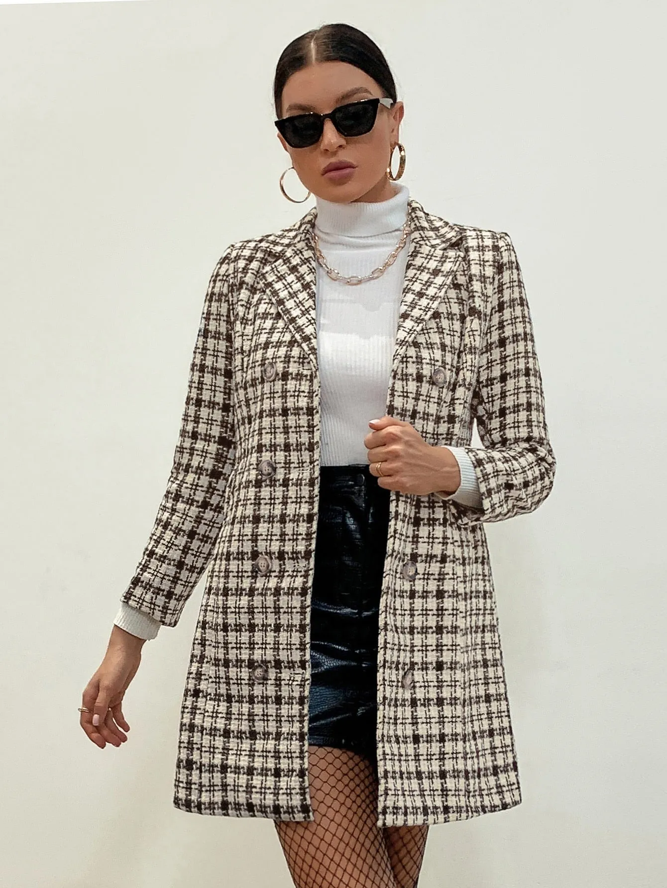 Double Breasted Plaid Overcoat