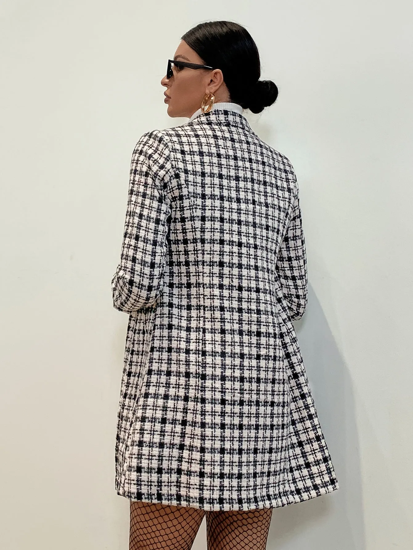 Double Breasted Plaid Overcoat