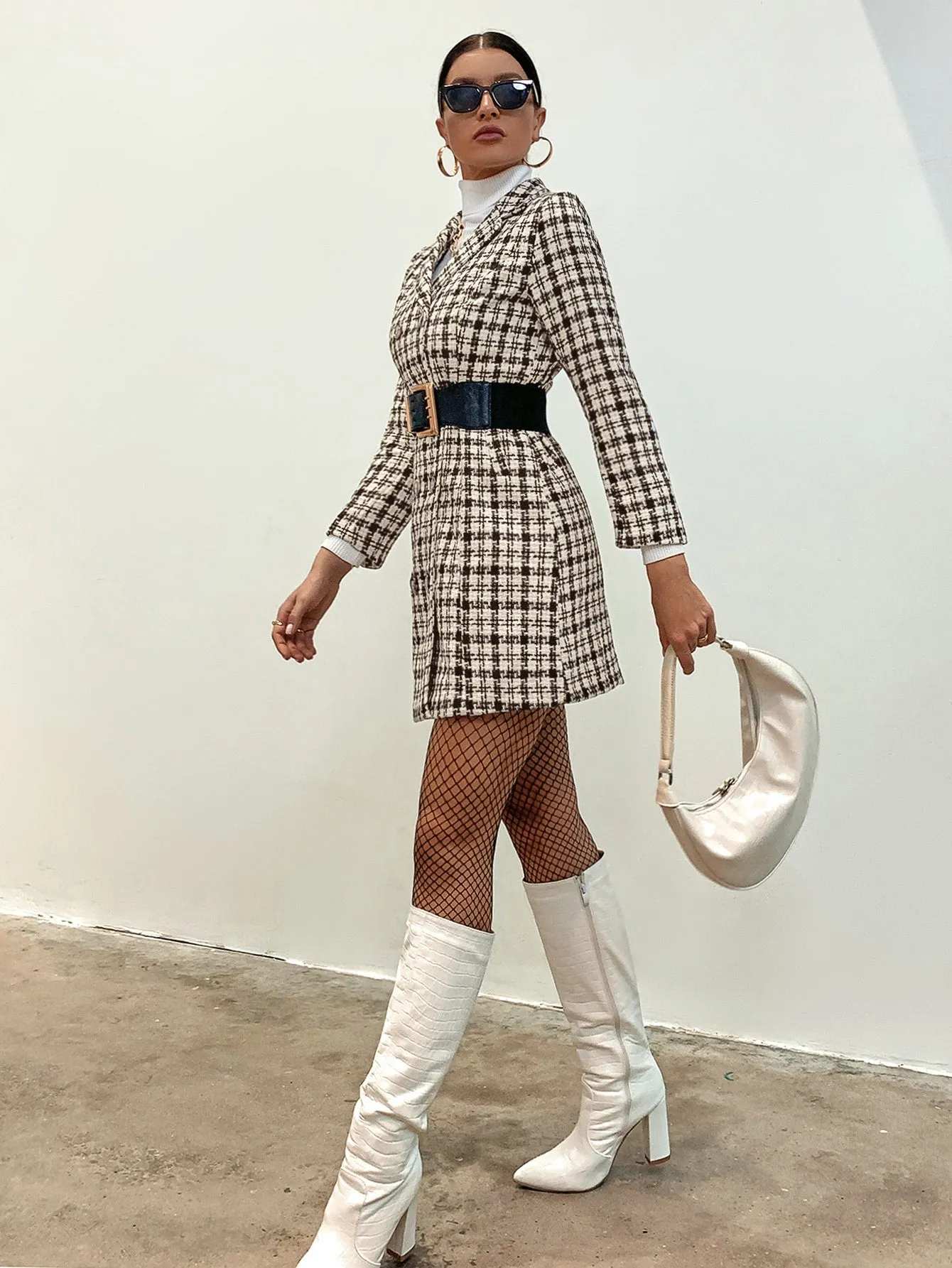 Double Breasted Plaid Overcoat