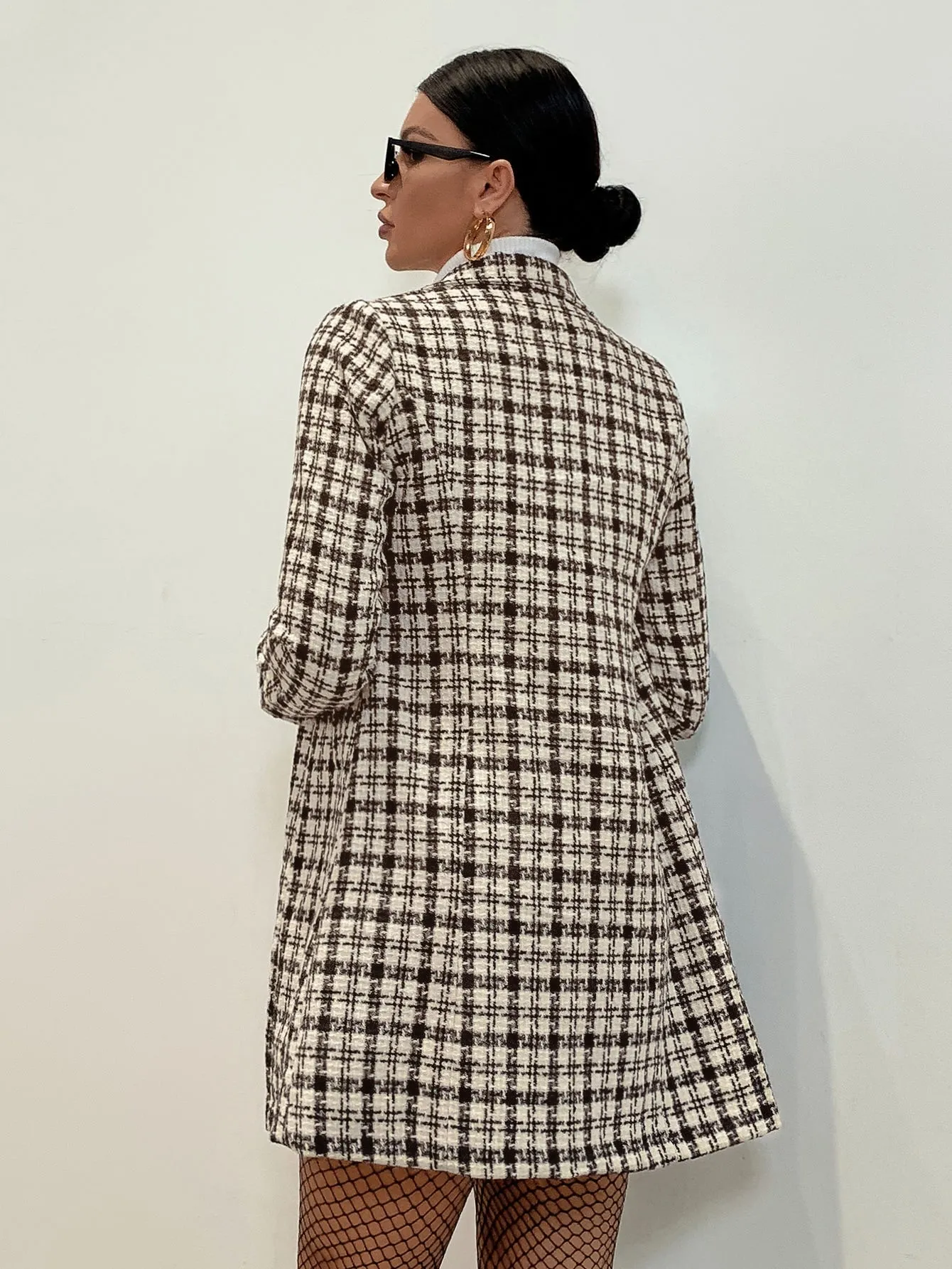 Double Breasted Plaid Overcoat