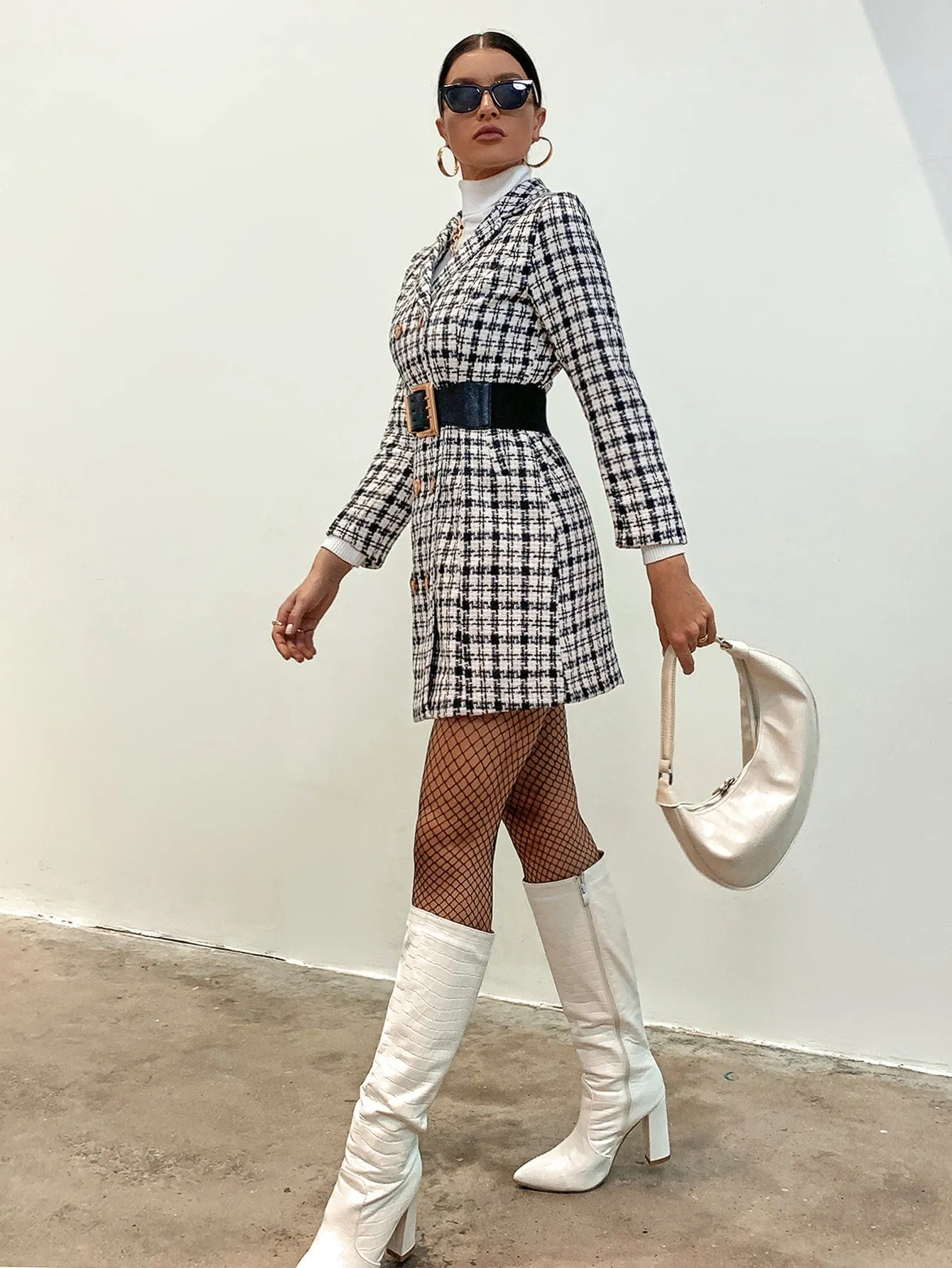 Double Breasted Plaid Overcoat