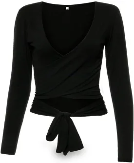 Famulily Women's Sexy Deep V Neck Bandage Surplice Wrap Crop Top