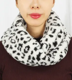 Faux Fur Animal Print Twisted Infinity Scarf