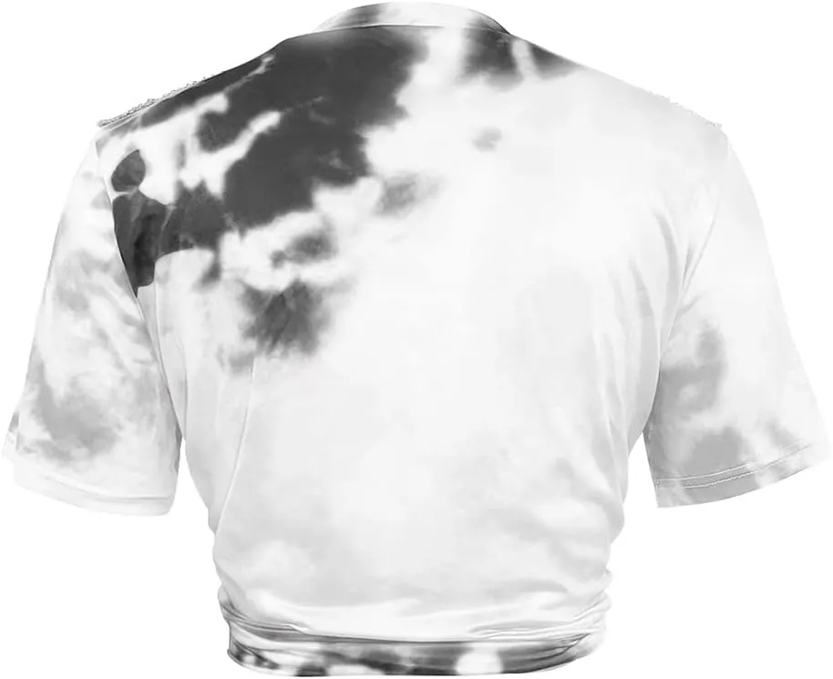 Fawjsais Women Sexy Graphic Tees Low Cut V Neck Tops Fringe Short Sleeve Shirts Knot Front Tops