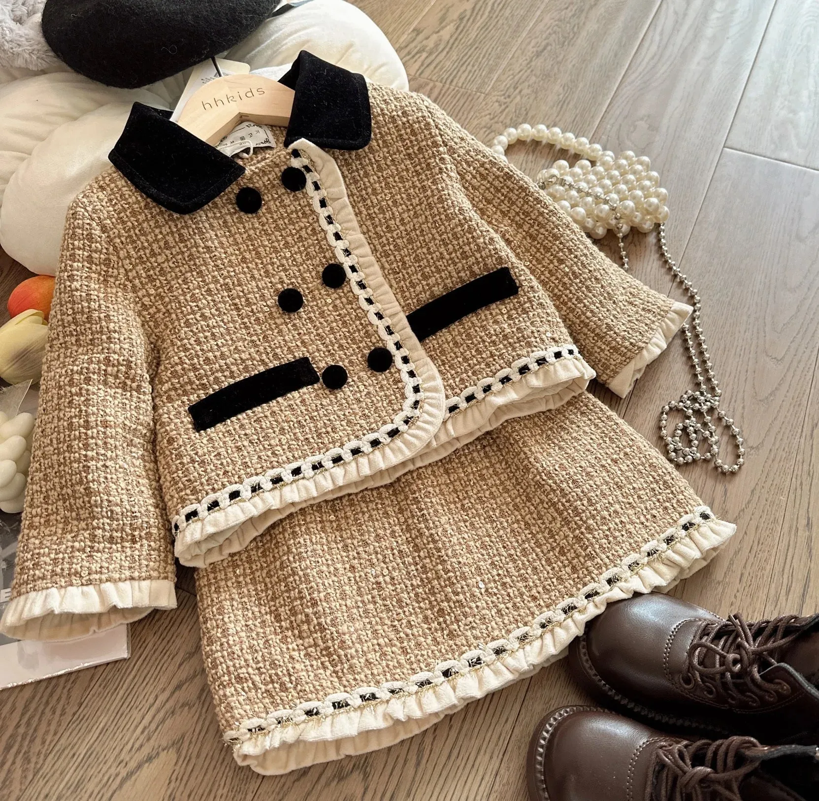 Girls' Plaid Blazer and Shorts Set
