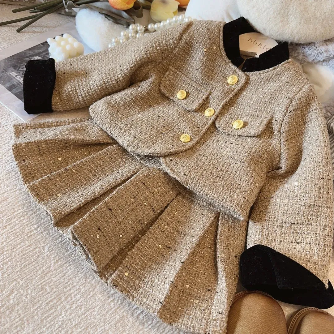 Girls' Plaid Blazer and Shorts Set