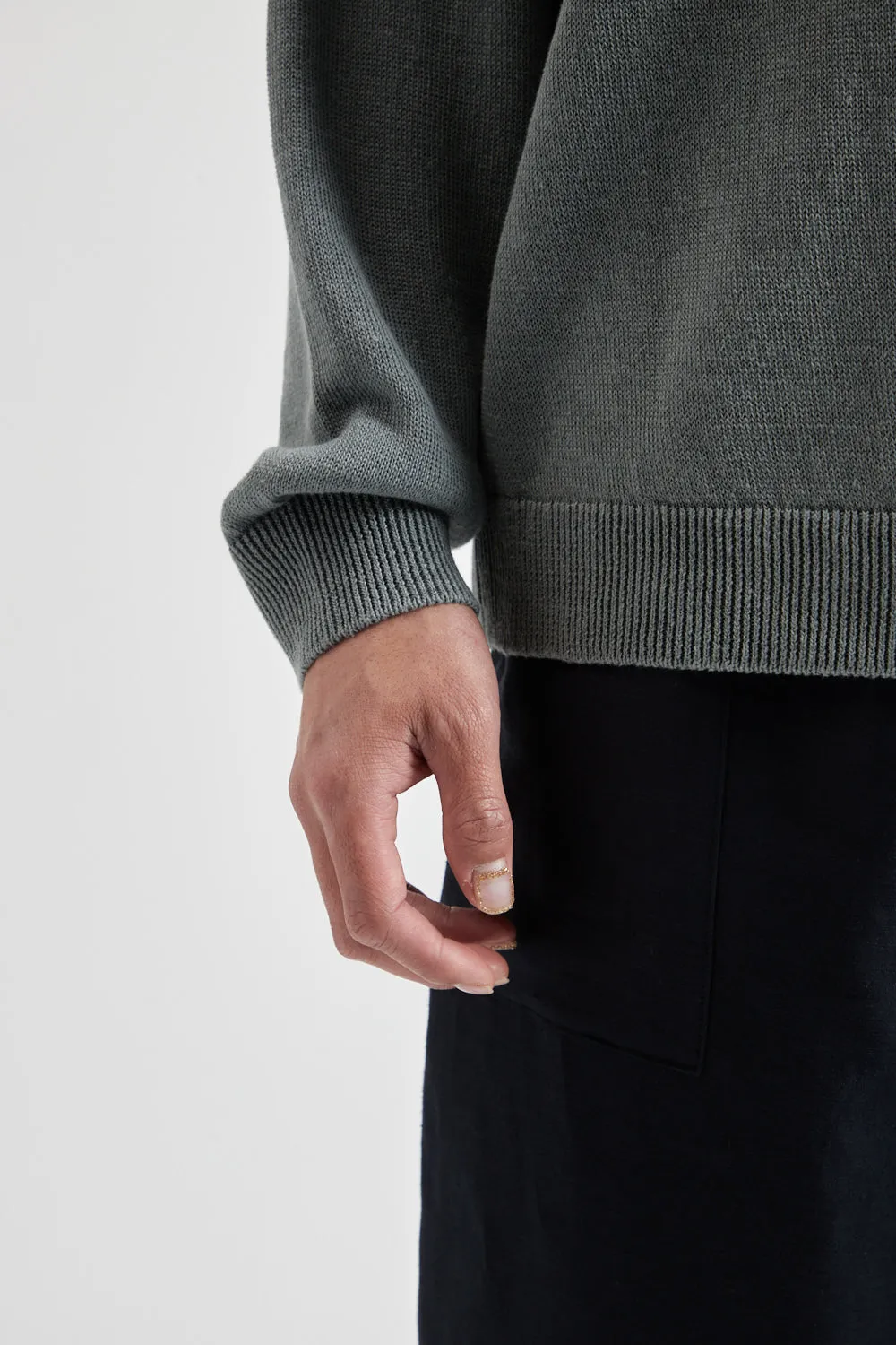 Hemp Knit Crewneck Sweater - Green