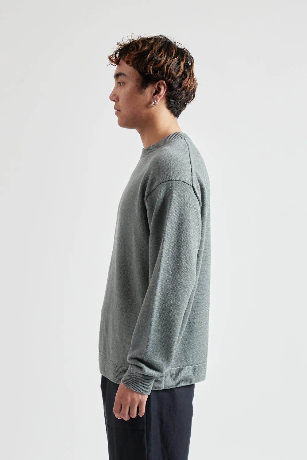 Hemp Knit Crewneck Sweater - Green