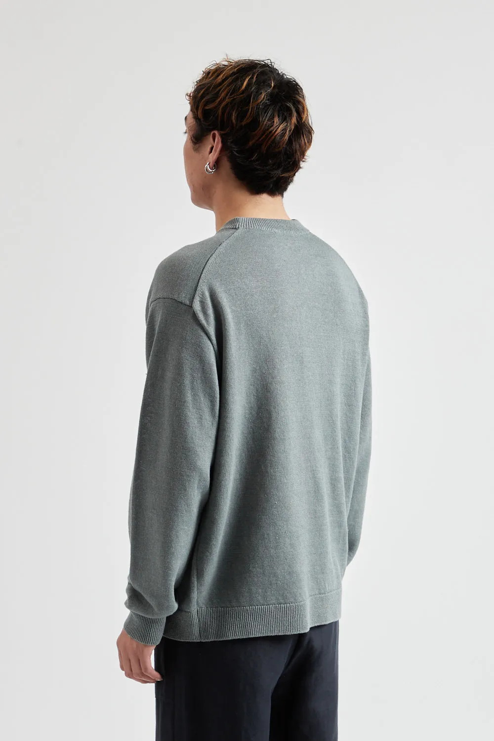 Hemp Knit Crewneck Sweater - Green