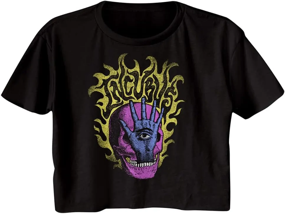 Incubus Rock Band Skull Hand Ladies Short Sleeve Festival Cali Crop T Shirts Graphic Tees