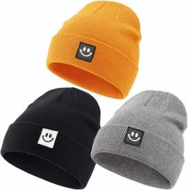 KMOLY Beanie Hat for Men Women 3 Packs, Thick Knit Winter Hat Soft Cuffed Beanies Bulk Skull Cap Unisex Slouchy Ski Watch Cap