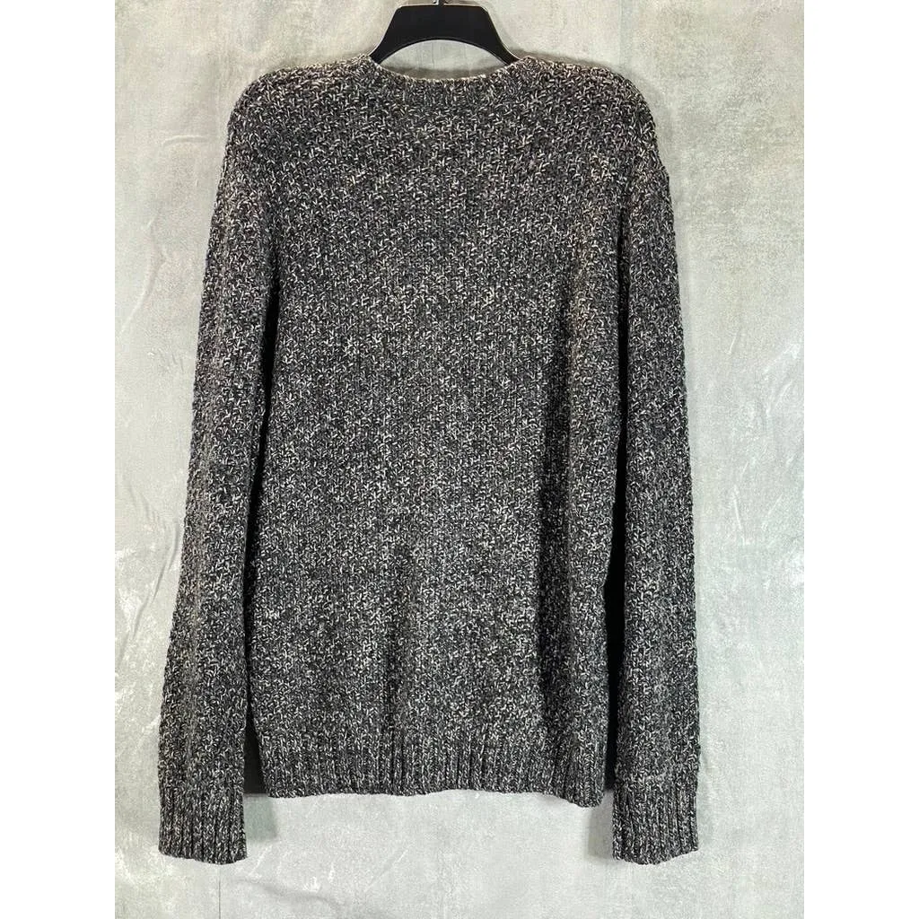 LUCKY BRAND Men's Charcoal Marled Knit Crewneck Pullover Sweater SZ L