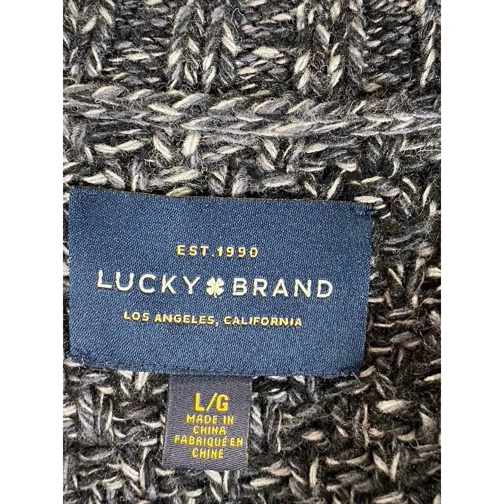 LUCKY BRAND Men's Charcoal Marled Knit Crewneck Pullover Sweater SZ L