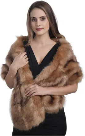 Lucky Leaf Women Luxurious Large Winter Faux Fur Scarf Wrap Collar Shrug for Lady Poncho Wedding Dinner Party