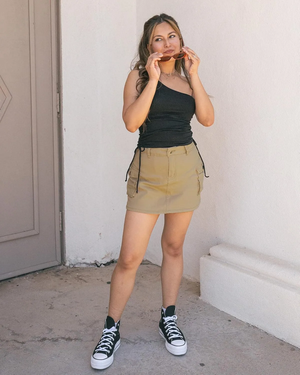 luvamia 2025 Cargo Shorts for Women Casual Summer Skorts Skirts High Waisted Mini Short Skort with Pockets Y2K