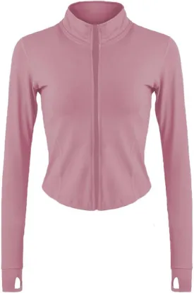 Lviefent Womens Lightweight Full Zip Running Track Jacket Workout Slim Fit Yoga Sportwear with Thumb Holes