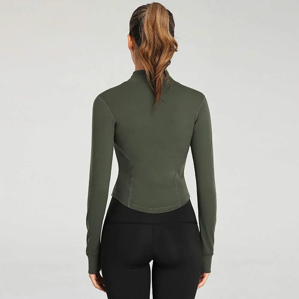 Lviefent Womens Lightweight Full Zip Running Track Jacket Workout Slim Fit Yoga Sportwear with Thumb Holes