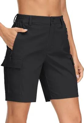 MAGCOMSEN Women's 7" Hiking Shorts Lightweight Quick Dry Water Resistant Golf Cargo Shorts with 5 Pockets Summer Casual