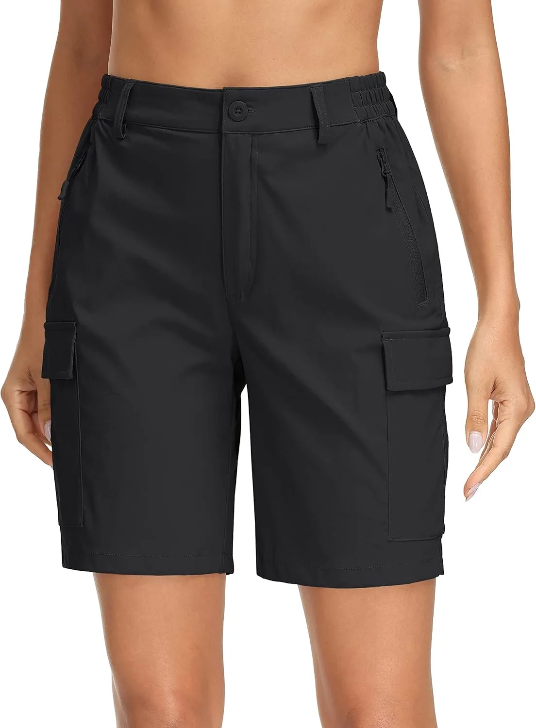 MAGCOMSEN Women's 7" Hiking Shorts Lightweight Quick Dry Water Resistant Golf Cargo Shorts with 5 Pockets Summer Casual