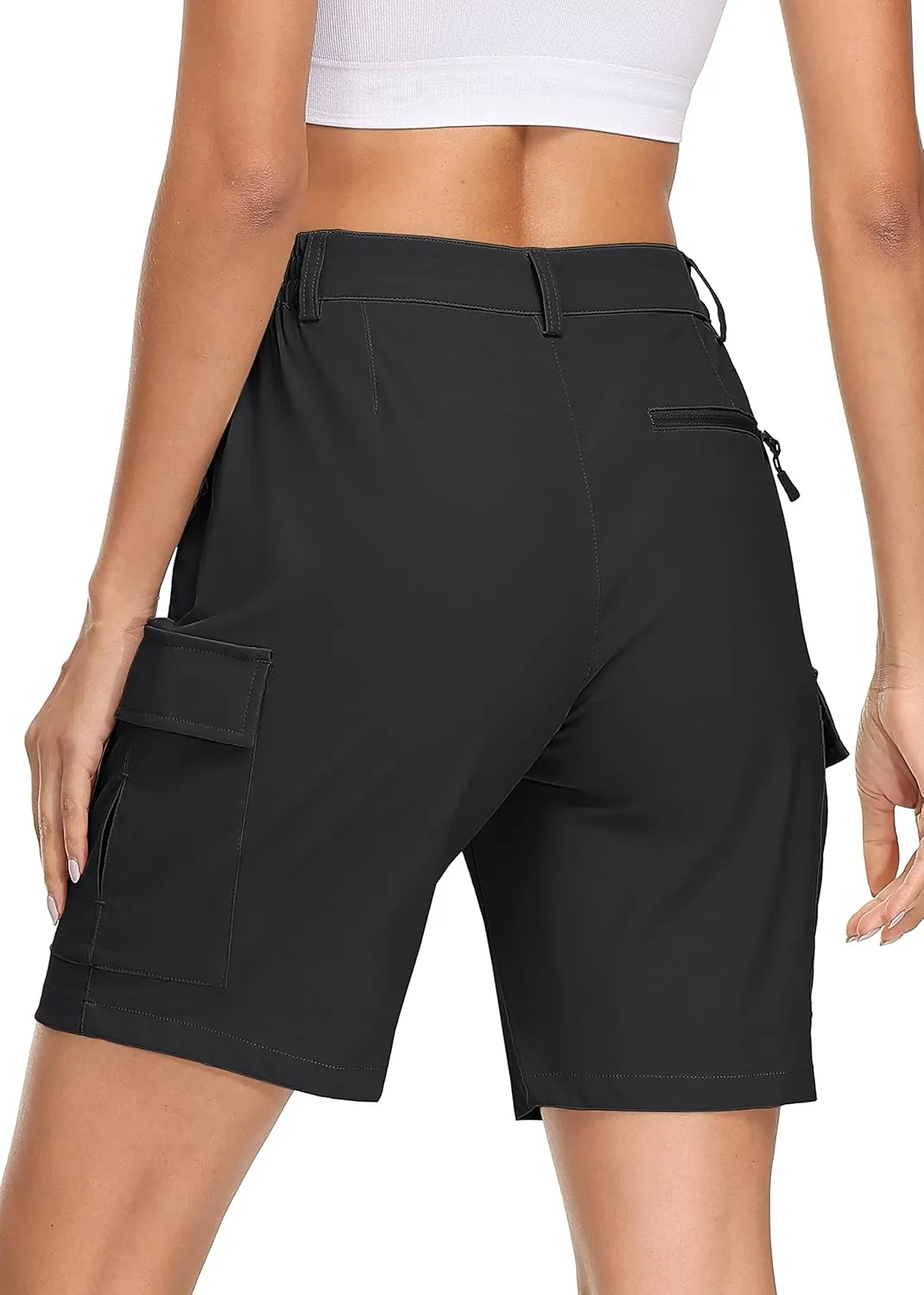 MAGCOMSEN Women's 7" Hiking Shorts Lightweight Quick Dry Water Resistant Golf Cargo Shorts with 5 Pockets Summer Casual