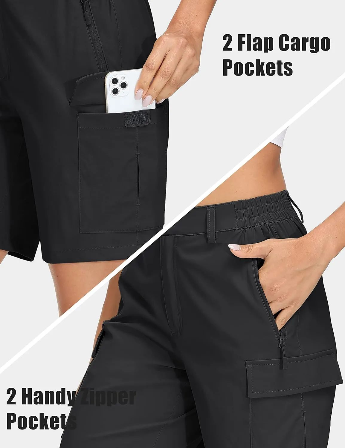 MAGCOMSEN Women's 7" Hiking Shorts Lightweight Quick Dry Water Resistant Golf Cargo Shorts with 5 Pockets Summer Casual