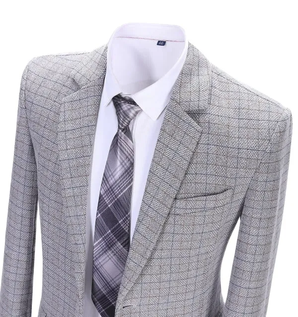 Men's Formal White Houndstooth Notch Lapel Blazer