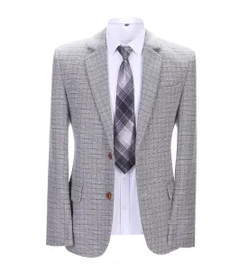 Men's Formal White Houndstooth Notch Lapel Blazer