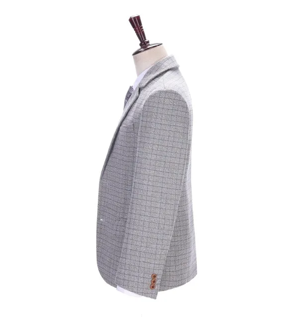Men's Formal White Houndstooth Notch Lapel Blazer