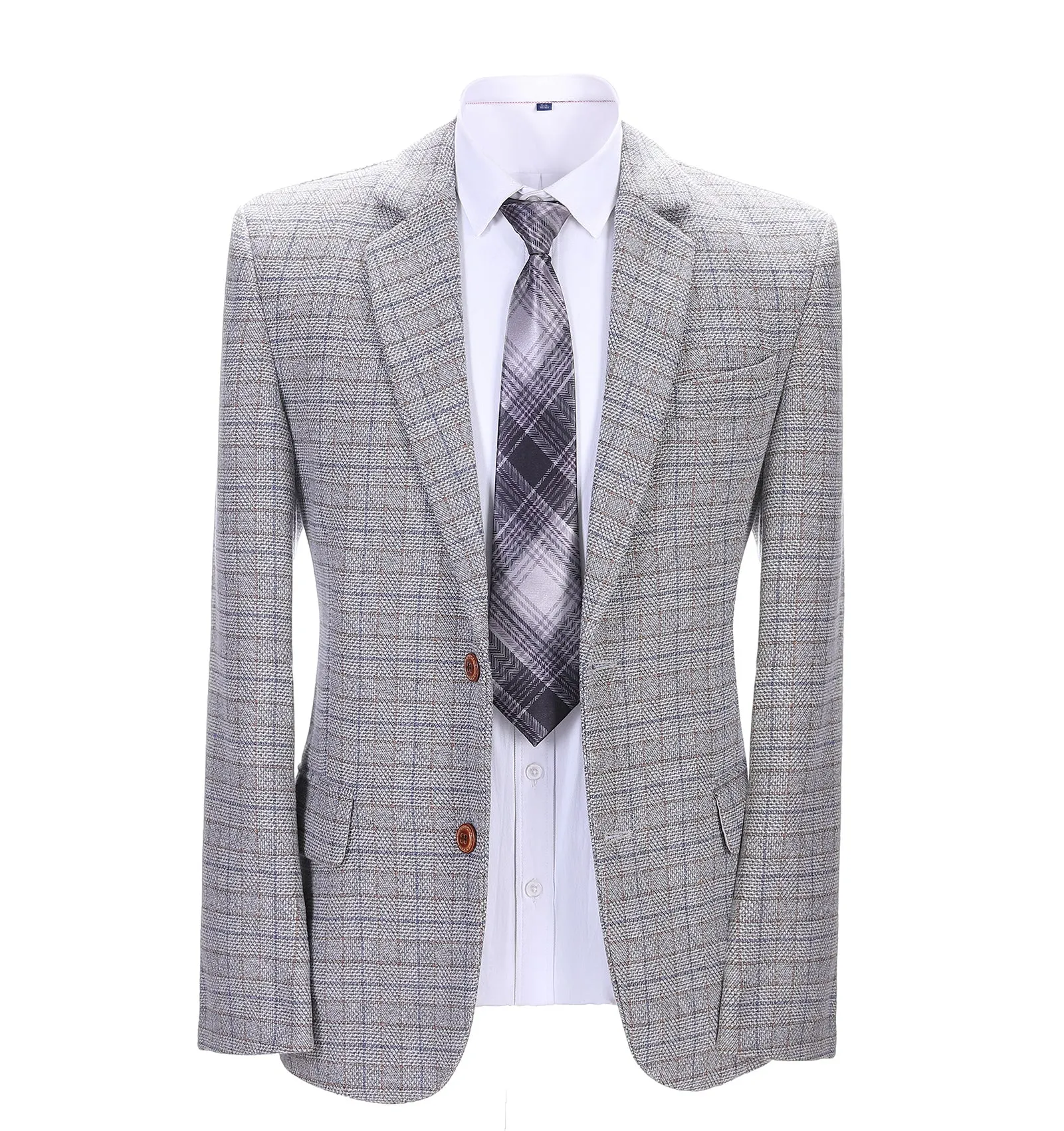 Men's Formal White Houndstooth Notch Lapel Blazer