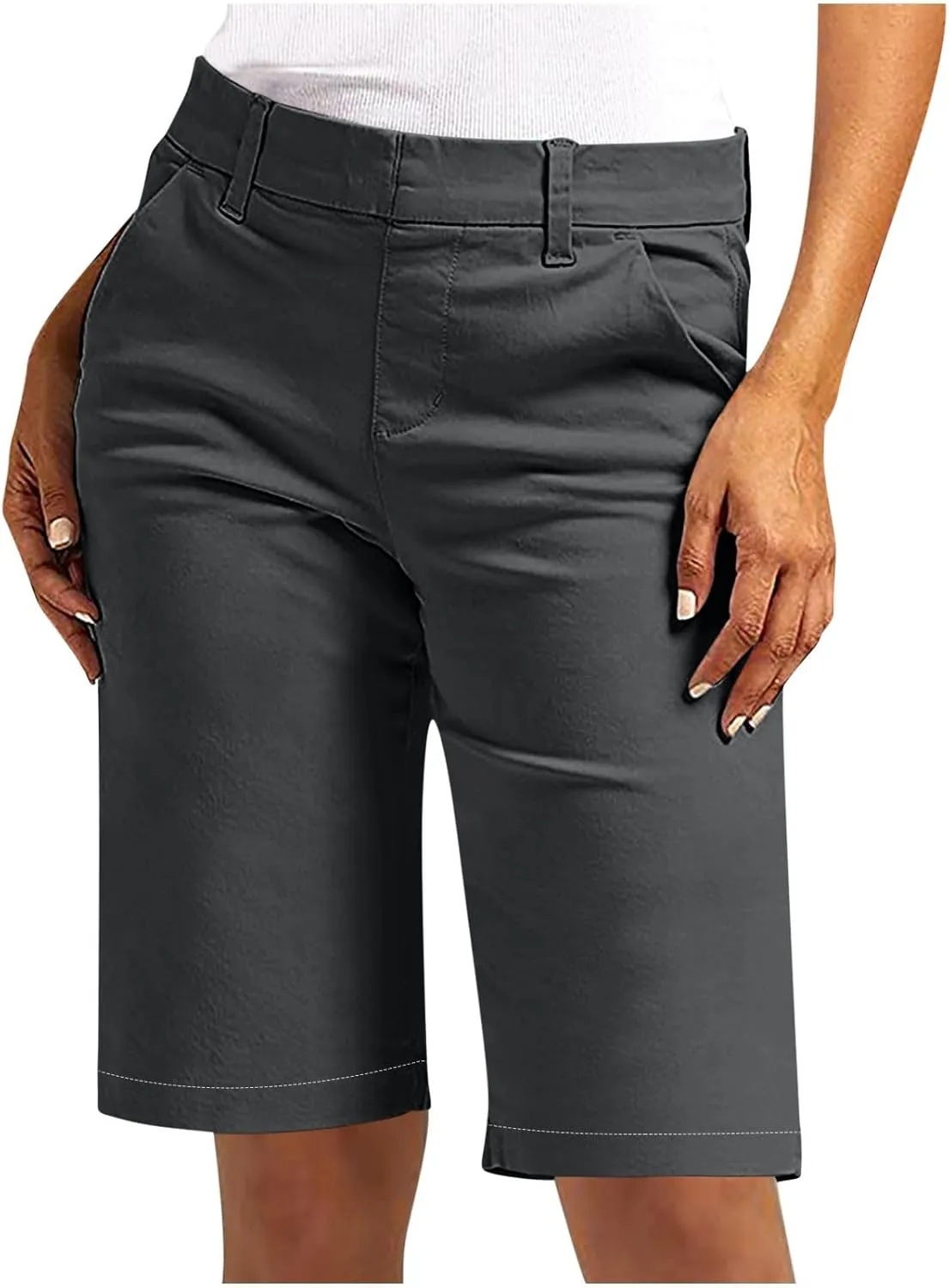 NaRHbrg Womens Bermuda Shorts Casual Summer Loose Athletic Short Lightweight Stretch Shorts Running Comfy Pants with Pockets