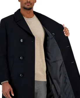 Nautica Men's Classic-Fit Double Breasted Wool Overcoat Coat Black 40R