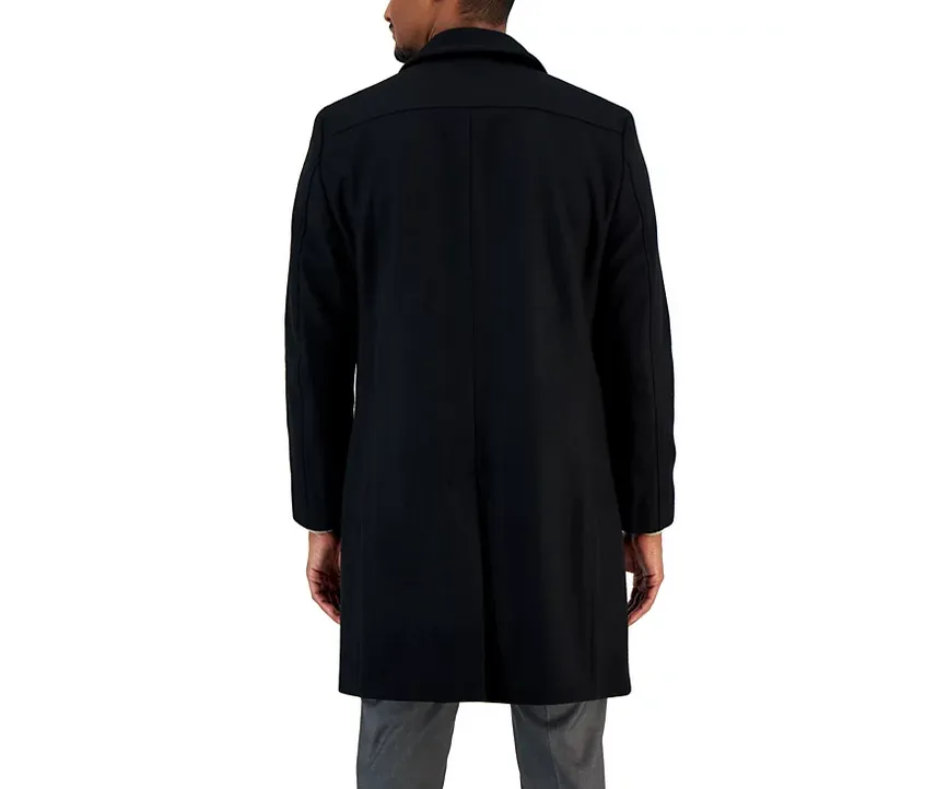 Nautica Men's Classic-Fit Double Breasted Wool Overcoat Coat Black 40R