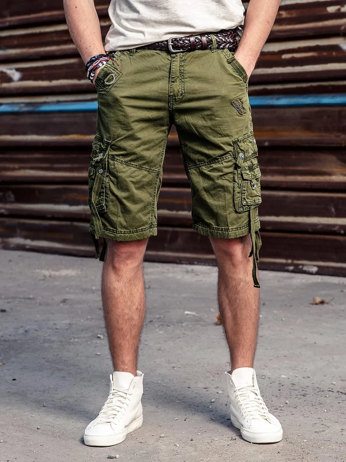 OCHENTA Men's Loose Fit Cargo Shorts with Multi Pockets