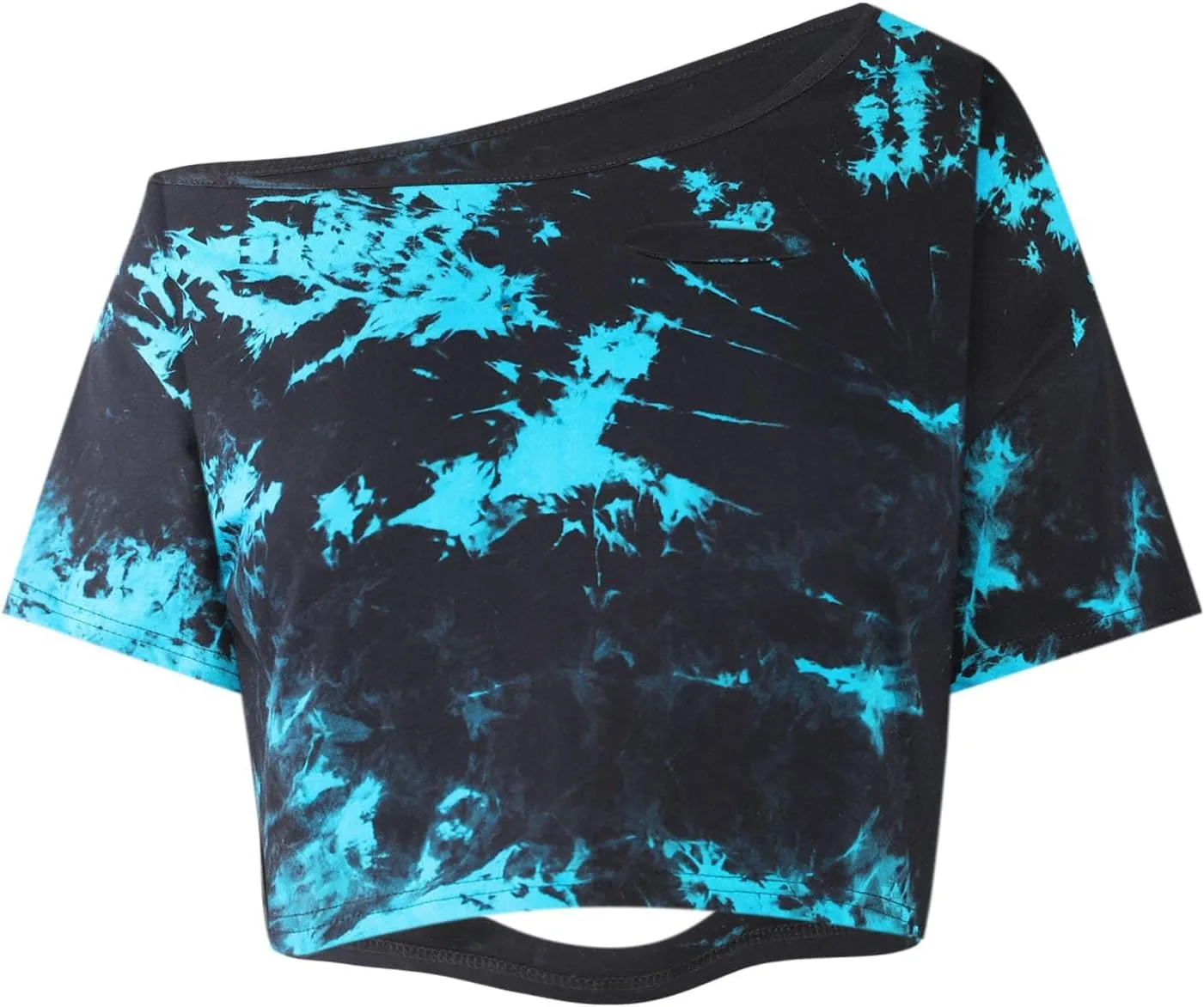 Remidoo Women's Off The Shoulder Graphic Crop Top Tee Half Sleeve Loose Fit T Shirt